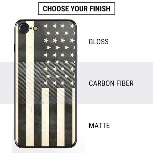 Black & White USA Flag iPhone SE (2nd & 3rd Gen) Skin