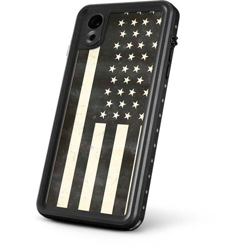 Black & White USA Flag iPhone XR Waterproof Case