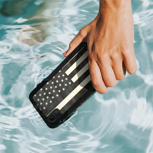 Black & White USA Flag iPhone XR Waterproof Case