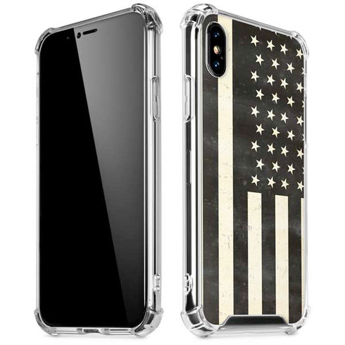 Black & White USA Flag iPhone XS Max Clear Case