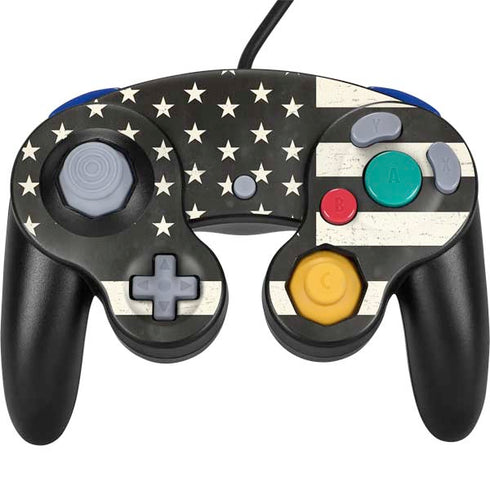 Black & White USA Flag Nintendo GameCube Controller Skin