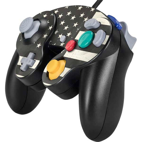 Black & White USA Flag Nintendo GameCube Controller Skin