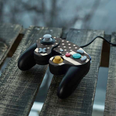 Black & White USA Flag Nintendo GameCube Controller Skin
