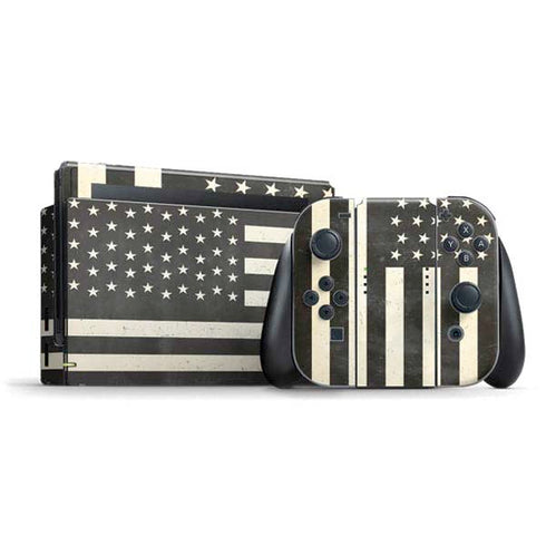 Black & White USA Flag Nintendo Switch Bundle Skin