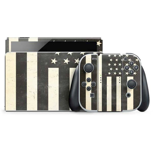 Black & White USA Flag Nintendo Switch OLED (2021) Skin