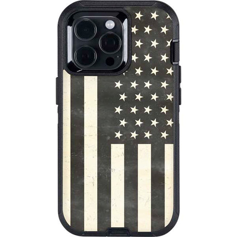 Black & White USA Flag Otterbox Defender iPhone Skin