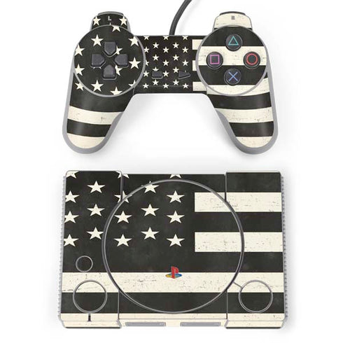 Black & White USA Flag PlayStation Classic Bundle Skin
