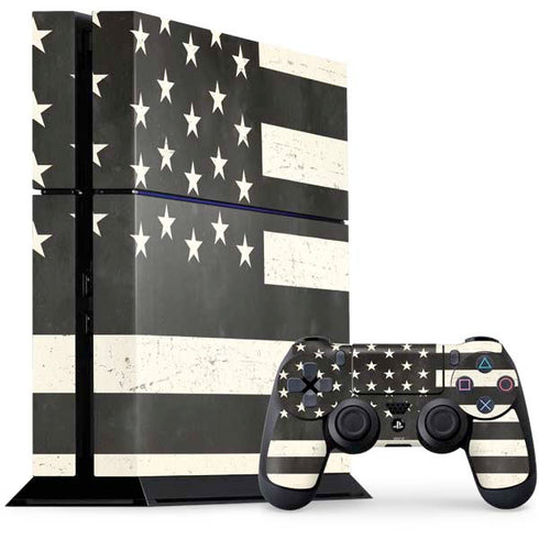 Black & White USA Flag PS4 Console and Controller Bundle Skin