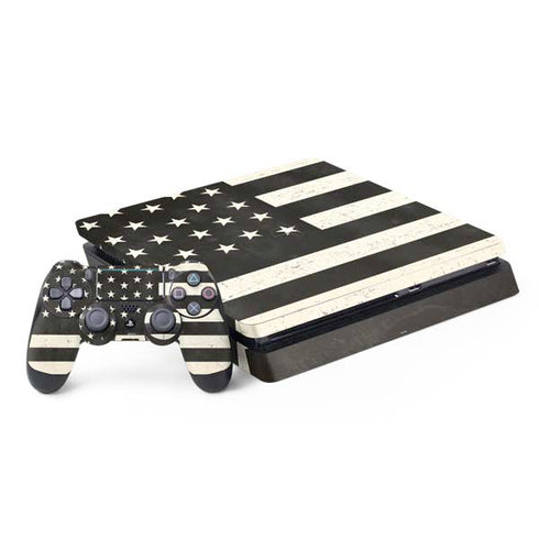 Black & White USA Flag PS4 Slim Bundle Skin