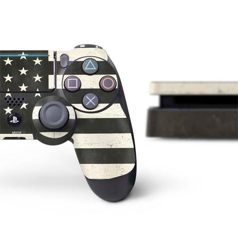 Black & White USA Flag PS4 Slim Bundle Skin