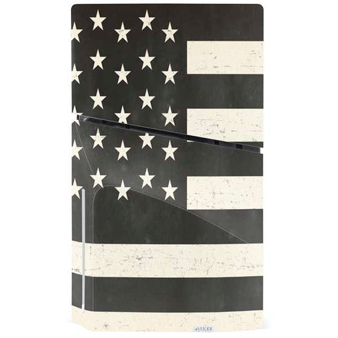 Black & White USA Flag PS5 Slim Disk Console Skin