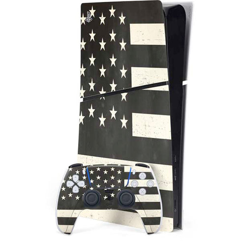 Black & White USA Flag PS5 Slim Digital Edition Bundle Skin