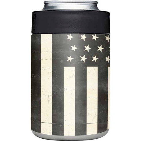 Black & White USA Flag Yeti Colster Can Insulator Skin