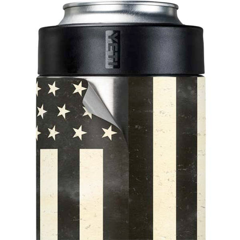 Black & White USA Flag Yeti Colster Can Insulator Skin