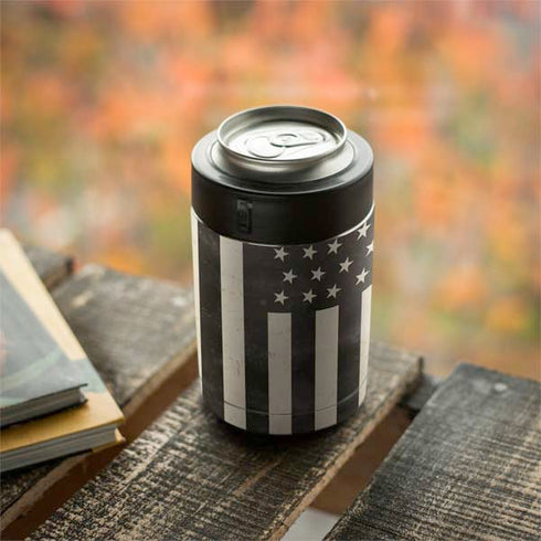 Black & White USA Flag Yeti Colster Can Insulator Skin