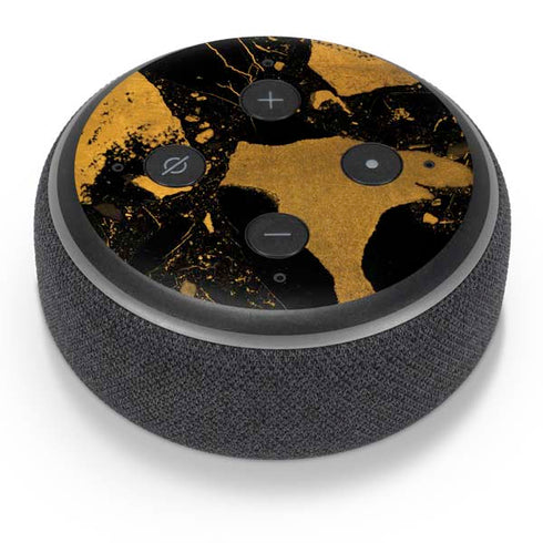 Black and Gold Scattered Marble Amazon Echo Dot Skin