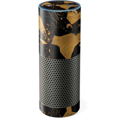 Black and Gold Scattered Marble Amazon Echo Skin
