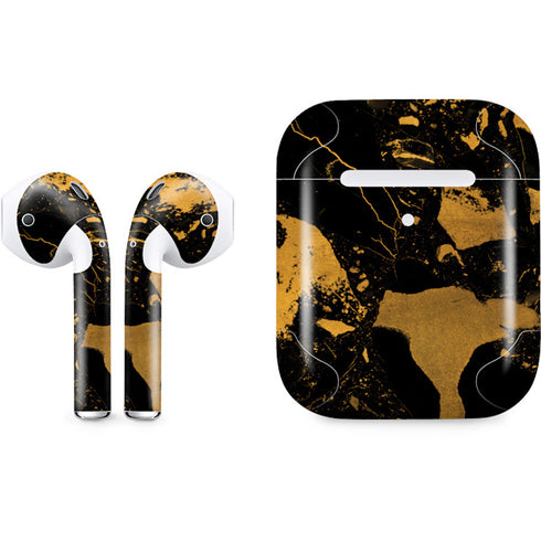 Black and Gold Scattered Marble Apple AirPods 2 Skin