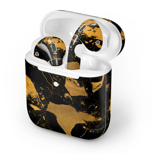 Black and Gold Scattered Marble Apple AirPods 2 Skin