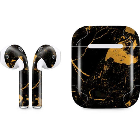 Black and Gold Scattered Marble Apple AirPods Skin