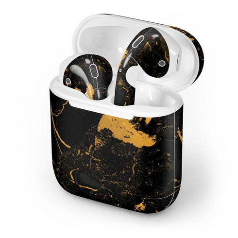Black and Gold Scattered Marble Apple AirPods Skin