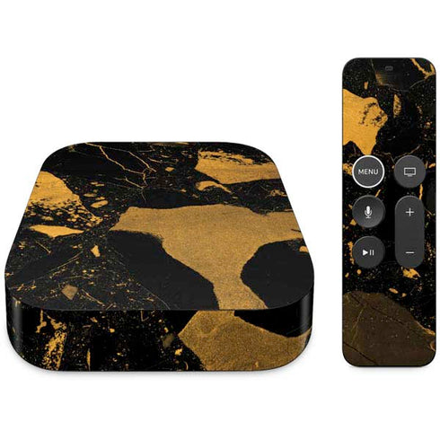 Black and Gold Scattered Marble Apple TV Skin