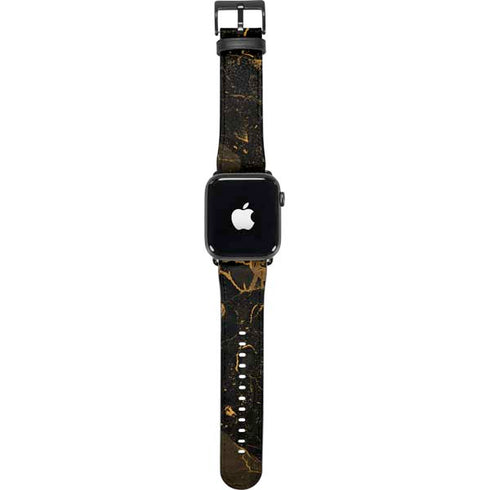 Black and Gold Scattered Marble Apple Watch Band 42-44mm