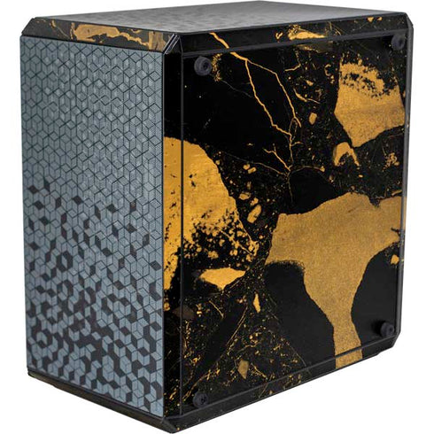 Black and Gold Scattered Marble Cooler Master MasterBox Q300L Mini Tower Skin