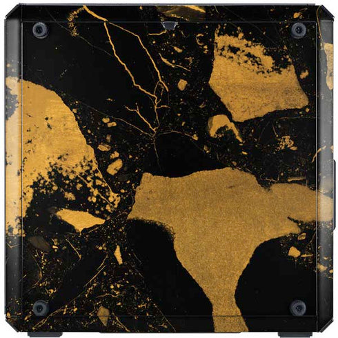Black and Gold Scattered Marble Cooler Master MasterBox Q300L Mini Tower Skin