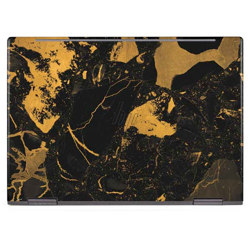 Black and Gold Scattered Marble HP Envy Skin