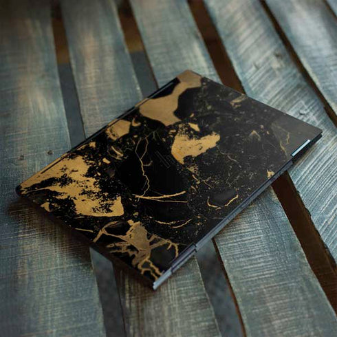 Black and Gold Scattered Marble HP Envy Skin