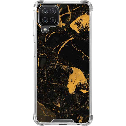 Black and Gold Scattered Marble Galaxy A12 Clear Case