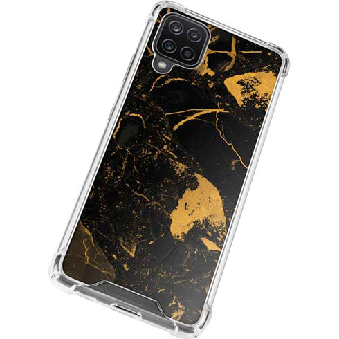 Black and Gold Scattered Marble Galaxy A12 Clear Case