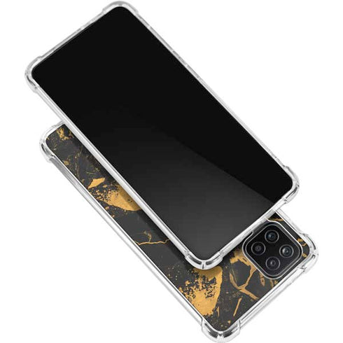 Black and Gold Scattered Marble Galaxy A12 Clear Case