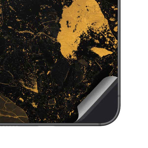 Black and Gold Scattered Marble Galaxy A14 5G Skin