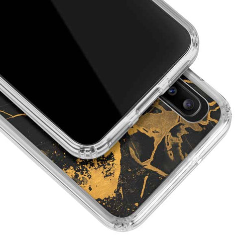 Black and Gold Scattered Marble Galaxy A30 Clear Case