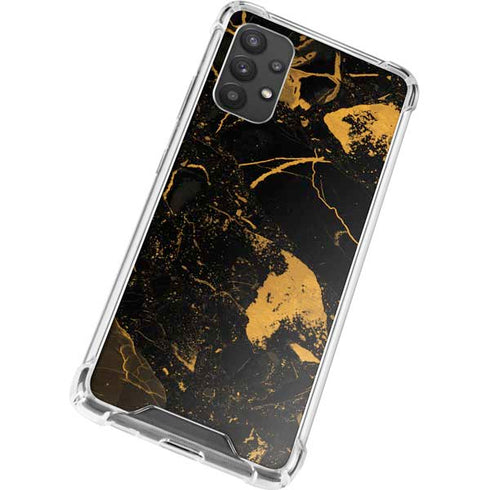 Black and Gold Scattered Marble Galaxy A32 5G Clear Case