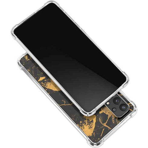 Black and Gold Scattered Marble Galaxy A32 5G Clear Case