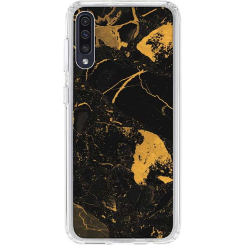 Black and Gold Scattered Marble Galaxy A50 Clear Case