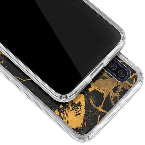 Black and Gold Scattered Marble Galaxy A50 Clear Case