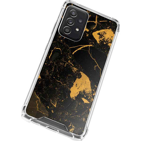 Black and Gold Scattered Marble Galaxy A52 5G Clear Case