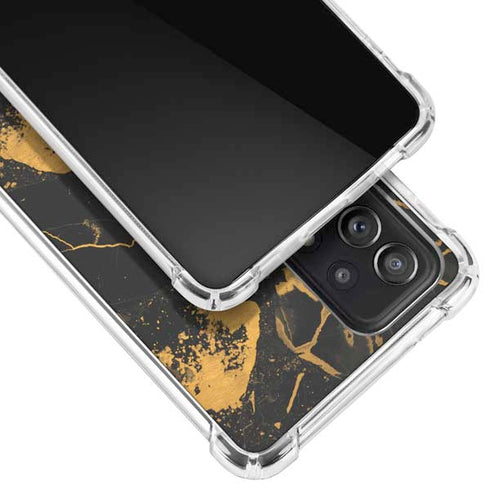 Black and Gold Scattered Marble Galaxy A52 5G Clear Case