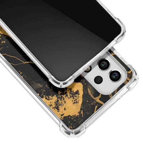 Black and Gold Scattered Marble Galaxy A53 5G Clear Case