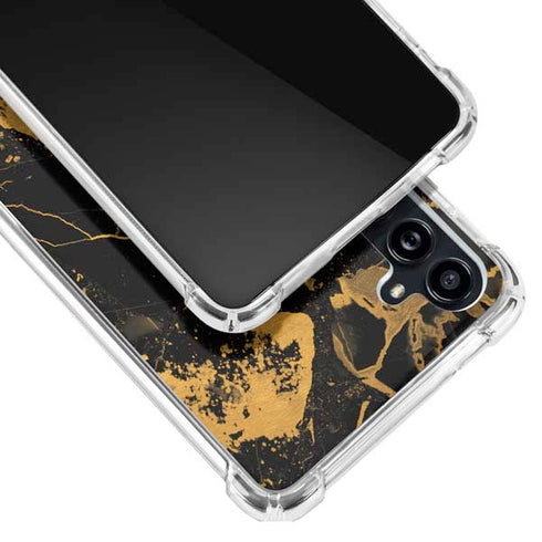 Black and Gold Scattered Marble Galaxy A54 5G Clear Case
