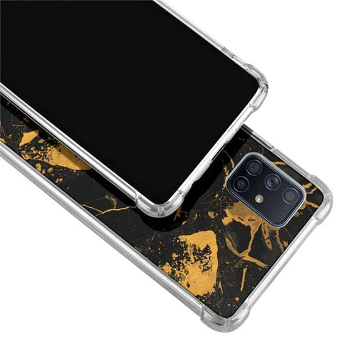 Black and Gold Scattered Marble Galaxy A71 5G Clear Case
