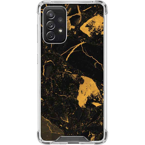 Black and Gold Scattered Marble Galaxy A72 5G Clear Case