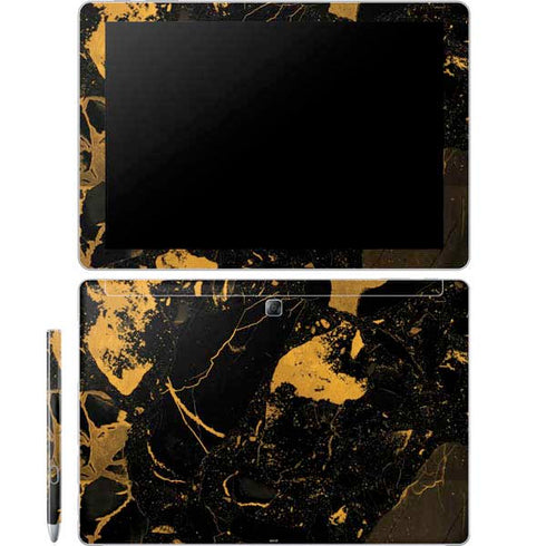 Black and Gold Scattered Marble Galaxy Book 12in Skin