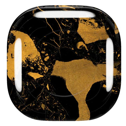 Black and Gold Scattered Marble Galaxy Buds Live Skin