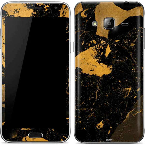 Black and Gold Scattered Marble Galaxy J3 Skin