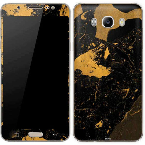 Black and Gold Scattered Marble Galaxy J7 Skin